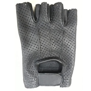 Gants de vélo unisexes mi-doigts en cuir de chèvre de haute qualité, respirants, imperméables, compatibles avec les écrans tactiles, fermeture auto-agrippante - Product Image 3