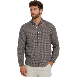 Hombres Premium 100% Algodón Sarga Check Slim Fit Manga Larga Otoño Hilo Teñido para Polo Camisa Transpirable Anti-Pilling Moda - Product Image 1