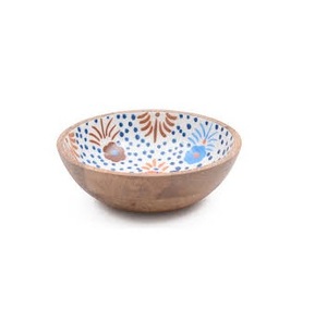 Tazón de Madera Hecho a Mano, Decorativo, Pintado a Mano, para Ensaladas y Frutas, Ecológico, de Madera de Mango, para el Hogar y Restaurantes - Product Image 1