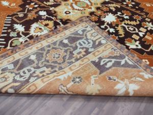 Compre una Alfombra Oushak de Lujo Anudada a Mano, Color Naranja Óxido, 10x11 pies, Alfombra Floral de Lana, Estilo Vintage, Alfombras Grandes para Sala de Estar, Decoración del Hogar - Product Image 2