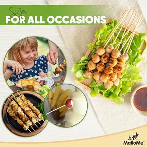 Spiedini di bambù XL da 8 pollici, 100 pezzi, spessore 4 mm, bastoncini in legno resistenti per shish kebab, grigliate, barbecue, accessori per barbecue - Product Image 3