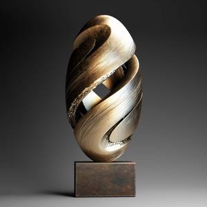 Sculpture abstraite élégante en laiton et aluminium, statue décorative en métal, figurine d'art métallique pour hôtel, décoration de table à domicile - Product Image 3