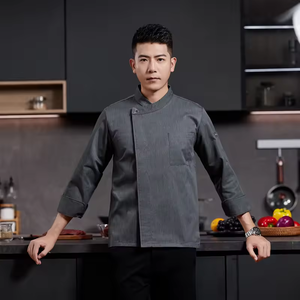 เสื้อเชฟแขนยาวสำหรับผู้ชาย ระบายอากาศได้ดี เหมาะสำหรับโรงแรม ร้านอาหาร พนักงานครัว พนักงานเสิร์ฟ ผ้าถักยืดหยุ่น พิมพ์ลายดิจิตอล โพลีเอสเตอร์ - Product Image 4