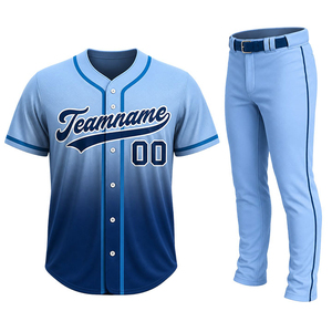 Ensemble maillot et pantalon de baseball personnalisés, kit d'équipe de baseball à boutons, option logo en twill, séchage rapide, respirant - Product Image 1