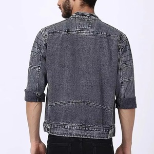 Blousons en jean pour hommes, unis, en gros, nouvelle tendance, avec poches latérales et col rabattu, décontractés - Product Image 5