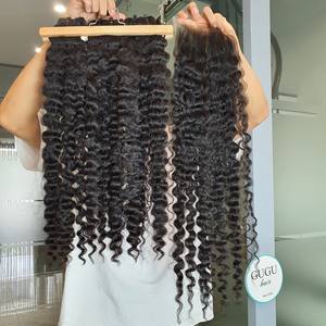 GUGU HAIR Burmese Curly TOP producto un corte cabello vietnamita crudo Superventas tramas de cabello humano paquetes de piel CALIDAD DE Vietnam - Product Image 4