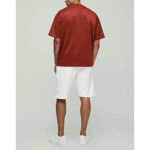 Camiseta de Algodón Roja Extra Grande para Hombre, Manga Corta, Cuello Redondo, Color Sólido, Estilo Casual, Tejido Jersey, Corte Relajado - Product Image 5