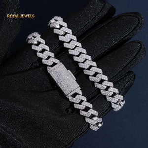 925 Silver Moissanite Cuban Link Bracelet Rhodium Plated <b>Iced</b> <b>Out</b> <b>Chain</b> Jewelry for Party Wedding - Product Image 5
