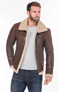 High Quality Full Grain Leather <b>Men's</b> Winter Leather <b>Jacket</b> Sherpa Lining Motorbike Style Custom Windproof Leather <b>Jacket</b> - Product Image 6