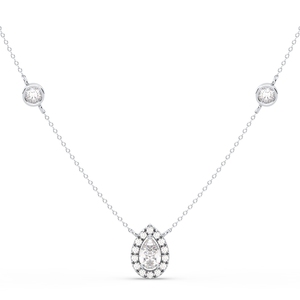 Colliers personnalisés REYES avec diamant de laboratoire taille poire 1,3 carat, or massif 14 carats de haute qualité, cadeau d'anniversaire de mariage, bijoux fins - Product Image 3