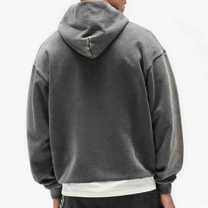 Sweat à capuche unisexe personnalisé, coupe oversize, effet vintage délavé, en molleton de coton épais, vierge, style streetwear - Product Image 3