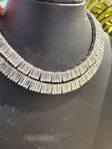 Collar de cadena tipo tenis de moissanita baguette estilo hip-hop de plata de ley, pasa la prueba del diamante, regalo de aniversario para él o ella - Product Image 4