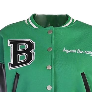 Customizable High Street Split <b>Varsity</b> <b>Jacket</b> Men <b>Women</b> Youth Personalized Baseball Letterman <b>Bomber</b> Front Embroidery Cotton - Product Image 3