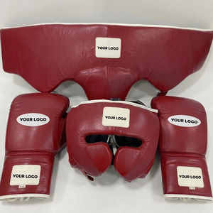 Ensemble de boxe en cuir de qualité supérieure, protège-tête, gants et protège-poitrine, équipements d'entraînement de protection personnalisables, ensemble de boxe - Product Image 2