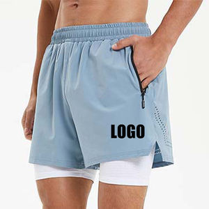 Pantalones Cortos Deportivos de Doble Capa para Hombre, Pantalones Cortos Deportivos 2 en 1 para Gimnasio, Entrenamiento, Secado Rápido, para Correr, de Doble Capa, para Verano - Product Image 1