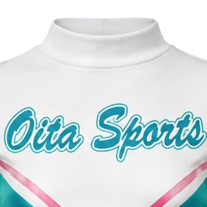 Teal Pink White Sublimated Cheer <b>Long</b> Sleeve Uniform Set Pleated <b>Skirt</b> Team Athletic Sportswear Training Practice Performance - Product Image 6