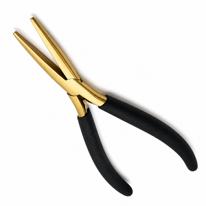 MANAN INSTRUMENTS Pince à extensions capillaires professionnelle en acier inoxydable, finition polie/satinée, poignées noires antidérapantes pour micro-extensions - Product Image 5
