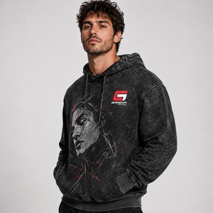 Sweat à capuche délavé pour homme Signature – Qualité supérieure, style streetwear vintage, avec logo personnalisé, service OEM, tailles OEM, marque privée - Product Image 4
