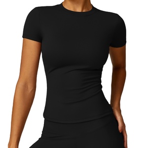 Femmes de haute qualité à séchage rapide coupe ajustée à manches longues haut de Yoga Leggings taille élastique fermeture solide course en plein air grande taille - Product Image 4