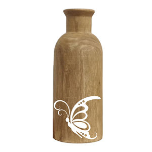 Jarrón de Flores de Madera Rústico Nórdico, Maceta Decorativa con Estampado Floral, Maceta de Madera con Forma de Botella Vintage, Decoración para Mesa y Hogar - Product Image 6