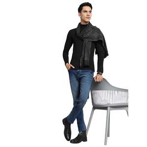 Écharpe longue carrée en cachemire 100% éco-responsable pour homme, accessoire de mode de haute qualité pour l'hiver, jacquard à carreaux, écharpe tricotée pour homme - Product Image 4