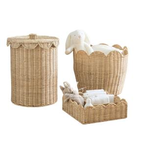 Best Selling Scalloped <b>Rattan</b> <b>Storage</b> <b>Basket</b>, Handwoven Natural Wicker Organizer for Home Decor OEM ODM Wholesale - Product Image 4