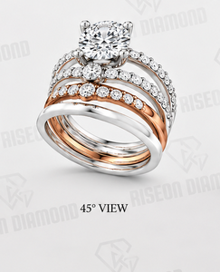 Luxury Two Tone <b>Gold</b> Bridal <b>Ring</b> <b>Set</b> Round Cut Diamond Engagement <b>Rings</b> Stackable Multi Band Wedding Jewelry <b>Set</b> For Women - Product Image 4