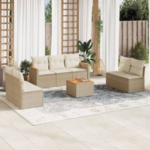 Ensemble de canapé de jardin modulaire en polyrotin beige 8 pièces, meubles d'extérieur confortables et élégants - Product Image 1