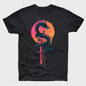 T-shirt noir à manches courtes et col rond pour homme, avec design color block, imprimé par transfert thermique, en jersey de coton décontracté, coupe classique - Product Image 2