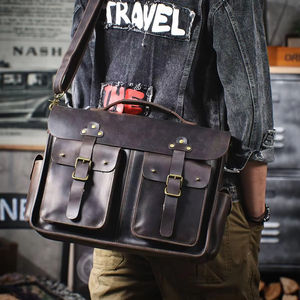 Porte-documents vintage en cuir véritable pour homme - Sac à main d'affaires pour le bureau, sac à bandoulière pour usage quotidien LLB-0389 - Product Image 1