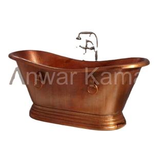 คุณภาพระดับพรีเมียม 100% ทองแดงบริสุทธิ์รองเท้าแตะคู่อ่างอาบน้ําทองแดงพร้อมแหวน - Product Image 1