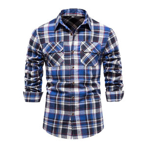 เสื้อเชิ้ตผ้าแฟลนเนลผู้ชาย ลายสก็อต แขนยาว ผ้าฝ้าย นุ่ม สบาย ติดกระดุม แฟชั่น เสื้อทำงานกลางแจ้ง - Product Image 1