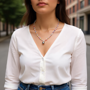 Chaîne de corps en perles de cristal Zi 70 cm, bijoux tendance unisexe pour lunettes - Product Image 3