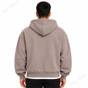 Sweat-shirt à capuche zippé décontracté pour homme, 470 GSM, coton French Terry, streetwear lourd, fermeture éclair intégrale, fabricant OEM, marque privée - Product Image 4