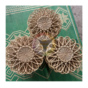 Natural Woven Rattan Placemat Handmade <b>Round</b> Dining <b>Table</b> <b>Mat</b> Durable Eco Friendly Charger Plates for Wedding Party Supplies - Product Image 1