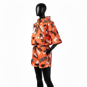 Conjunto de Chaqueta Cortavientos y Pantalones Cortos para Mujer, Tela Ligera de Poliéster Resistente al Viento, Estampado con Logotipo Personalizado, Tallas Grandes - Product Image 4