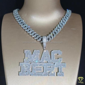 Luxury Lab grown Diamond " MAC BERT " Letter Pendant With Cuban <b>Chain</b> Hip Hop Jewelry Full <b>Iced</b> <b>Out</b> Necklace Gift - Product Image 1