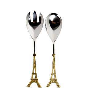 Ensemble de couverts décoratifs en acier inoxydable avec un design unique, manche en os, serveur à salade, ustensile de service - Product Image 3