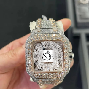 Montre-bracelet de luxe prestigieuse en alliage de quartz, cadran en verre traité, étanche, 20 mm, diamant Moissanite couleur D VVS1, durable - Product Image 1