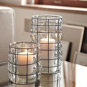 Handmade Glass Candle <b>Lantern</b> with Black Wire Hanging <b>Christmas</b> Home Decor - Product Image 3