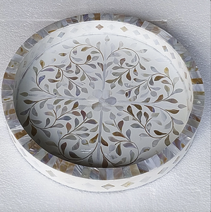Bandeja de servicio con incrustaciones de hueso de mopa Floral de madera Natural hecha a mano de alta calidad para restaurantes caseros Hotel de India - Product Image 6