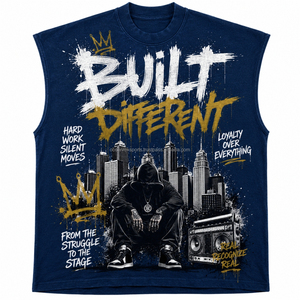 เสื้อกล้ามโอเวอร์ไซส์ลายกราฟิกดิจิทัล สไตล์สตรีทแวร์ ผ้าเฟรนช์เทอร์รี่ แบบไม่มีแขน พิมพ์ลายด้วยเทคนิค DTG และเสื้อยืด - Product Image 2