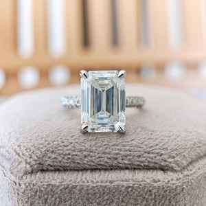 Moissanite 3CT <b>Emerald</b> Cut Promise Solitaire <b>Ring</b> Original 925 <b>Silver</b> Fine Modern Style Sparkly Gift Jewelry For Girlfriends - Product Image 6
