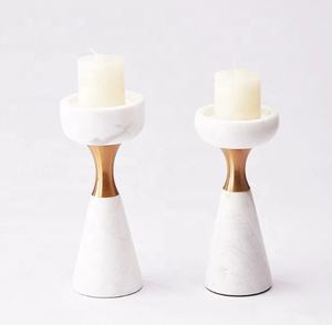 Bougeoir de luxe en marbre blanc de pièces centrales de mariage Design décoratif avec bougeoir attrayant en métal Vente à chaud - Product Image 1