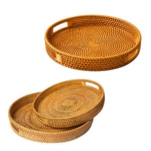 ตะกร้าหวายสานทรงกลม PHU HAO สำหรับเสิร์ฟชา กาแฟ ผลไม้ และของว่าง - Product Image 1