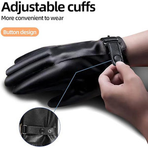 Gants en cuir pour hommes avec design matelassé et doublure en polaire chaude pour la conduite hivernale et les occasions décontractées - Product Image 4