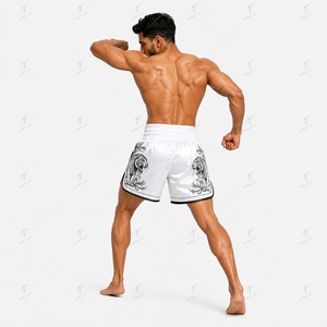 Shorts de combat Muay Thai Elite 205 GSM en satin léger et flexible pour l'entraînement de boxe et de kickboxing, avec fentes latérales, personnalisables OEM - Product Image 5