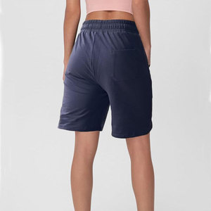 Shorts d'été décontractés pour femmes, taille haute, avec cordon de serrage, couleur unie, respirants, en polyester, vente en gros sur mesure - Product Image 4