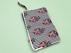 Floral Striped Fashion Women Tote <b>Bag</b> Zipper Shoulder Handbag Soft <b>Fabric</b> Multi-functional Shopping <b>Bag</b> for Daily Use - Product Image 1