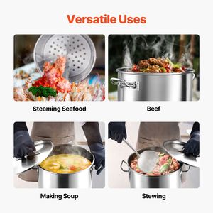 Pentola Professionale in Acciaio Inox da 36 Quarti, Pentola per Cucina Commerciale con Coperchio e Manico, Pentola per Salse con Cestello, Dimensioni Grandi 40cm - Product Image 6